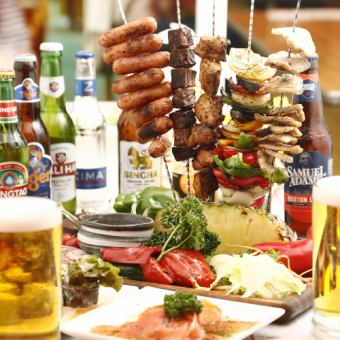 [3 hours all-you-can-drink with international beer] Authentic Churrasco & Hamburger all-you-can-eat course [6480 yen → 5480 yen]