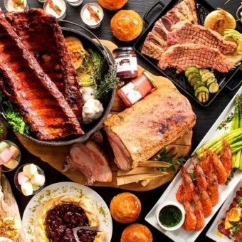 【3時間飲み放題+海外ビール付】豪快BBQ×海鮮グリル食べ放題贅沢コース【5480円→3980円】