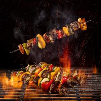 【3時間飲み放題+海外ビール】豪快シュラスコ×ハンバーグ食べ放題で満喫【全16品/4980円】