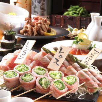 [2 hours all-you-can-drink included] 7 dishes including popular vegetable skewers and kettle-cooked chirashi sushi ◆Skewer course◆ 3,500 yen (tax included)