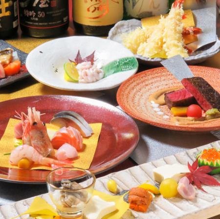 融合時令魚類和時令蔬菜的多彩宴會，盡享季節樂趣。（5000日元~）