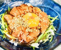 Chicken liver and leek yukke