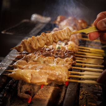 Our specialty, charcoal grilled yakitori, is exquisite