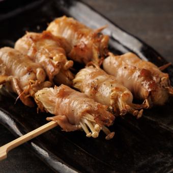 Enoki mushroom wrapped in meat