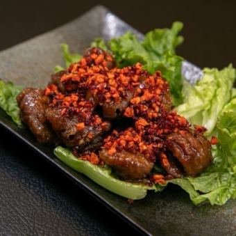 砂肝の唐揚げ~食べるラー油がけ~