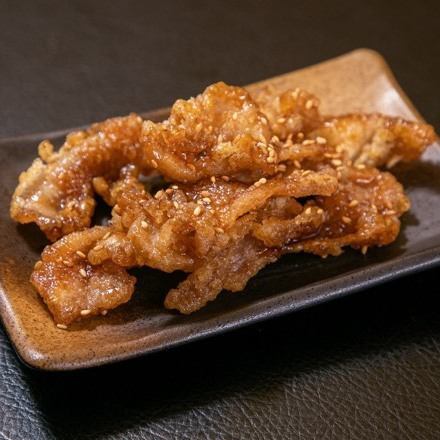 Delicious deep fried chicken skin