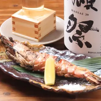 有頭えびの一本焼き