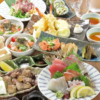 ★飲み放題付　本かつおの藁焼きや薩州親鳥炭焼きなど全7品6,000円(税込)コース