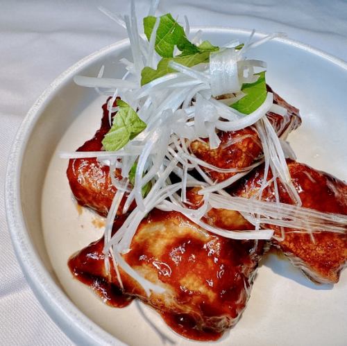 鰤の竜田揚げ　黒酢ダレ