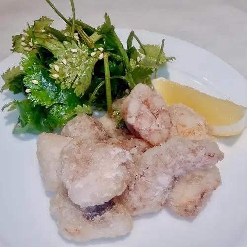 タコの竜田揚げ麻辣パクチー