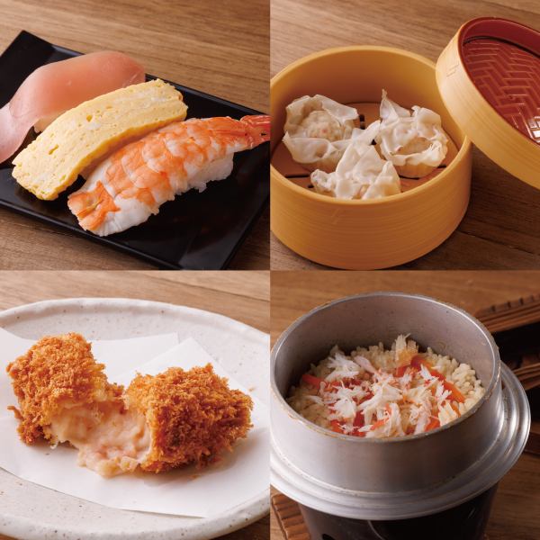 All-you-can-eat sushi and other seafood dishes, as well as snacks!