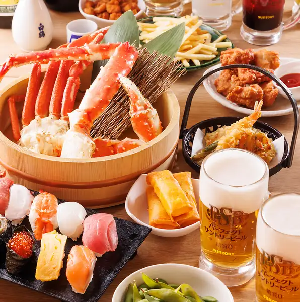 蟹や料理は単品OK!お寿司やおつまみも充実で、普段の飲み会にも気軽に使えます!
