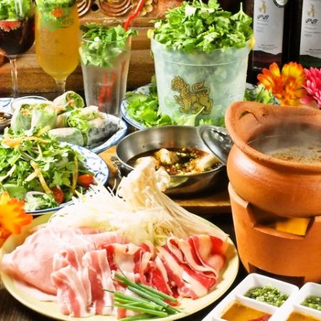 [Pakchi course 5,000 yen ☆ All-you-can-drink for 3 hours ☆] All-you-can-eat cilantro♪ Healthy and filling!