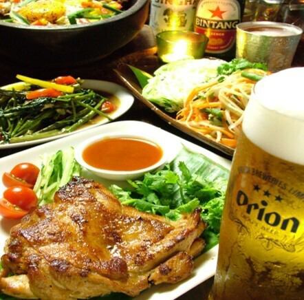 Hearty spicy dishes and a wide variety of alcoholic beverages, including easy-to-drink Asian beers!