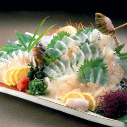 Live flounder figure sashimi