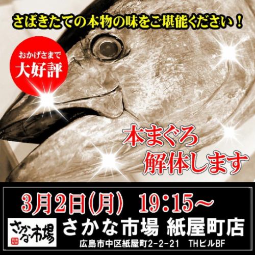迫力満点！3/2(月)19:15～スタート・まぐろ解体ショー！