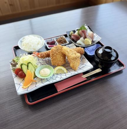 ミックスフライ御膳【刺身付】(ご予約者様限定メニュー)