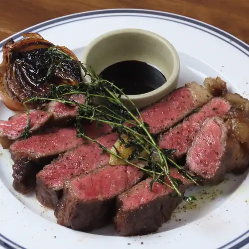 An overwhelming portion! Enjoy the delicious flavor of lean beef bistecca.