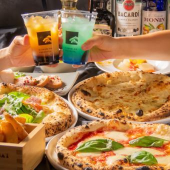 ビアガーデン【90分飲み放題】ピザ食べ放題付 4500円⇒4000円 ※店内利用も可能！