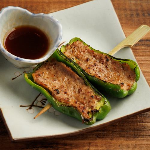 ピーマン肉詰めの串焼き ～焼き鳥タレ～