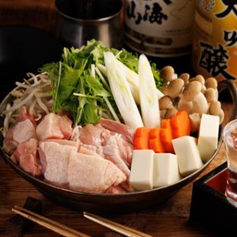 【生付き3H飲放題】水炊き鍋・鮮魚5種の舟盛り・和牛串焼きなど！全8品 5999円⇒4999円