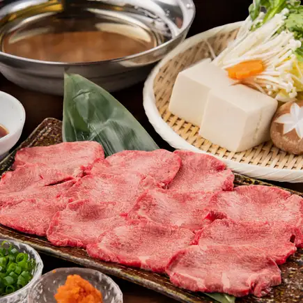 仙台名物の牛タンコース｜牛タンしゃぶ・牛たたきまで満喫＜全9品＞生付き3H飲放題【5000円】