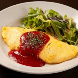森のキノコのチーズオムレツ