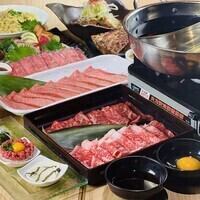 3-hour all-you-can-drink with black-haired wagyu beef marbled beef & beef tongue shabu-suki and black-haired wagyu beef yukke [Botan] 6,500 yen including tax