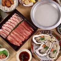 생굴 & 해머리 발효 국물의 밤돼지와 소탕의 샤브샤브 첨부 3시간 음료 무제한 첨부【진심】코스 5,000엔