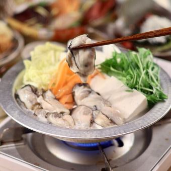 産直鮮魚の盛り合せ&ハマグリ発酵出汁の牡蠣鍋付3時間飲み放題付【心髄】コース6,000円