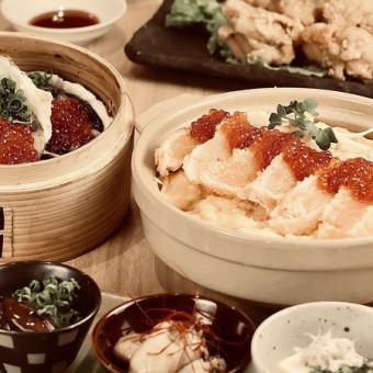 【3時間飲み放題確約】サーモンのレアカツ＆いくらの親子土鍋飯付【涼心】～りょうしん～コース