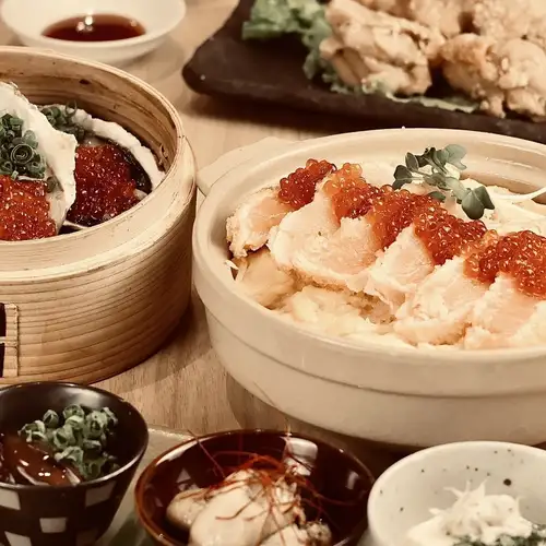 [3-hour all-you-can-drink guaranteed] "Perfect for welcome and farewell parties": Salmon rare cutlet & salmon roe rice in a clay pot - Ryoshin Course 5,000 yen
