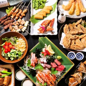 【忘年会に★】180分飲み放題付◎刺身5点桶盛りと名物焼鳥と選べる逸品宴会コース全10品5000円