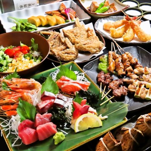 【忘年会に★】180分飲み放題付◎刺身5点桶盛りと名物焼鳥と選べる逸品宴会コース全10品5000円