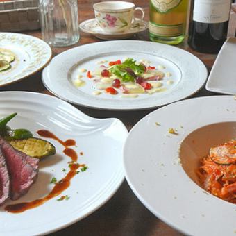 【飲み放題付◆季節の彩りコース】本日の魚料理と肉料理のWメイン◎鮮魚のカルパッチョなど