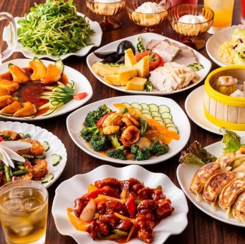 【食べ飲み放題】揚げ物、焼き物、点心、麺類、デザートまで揃う豊富な料理とドリンクも飲み放題!3839円