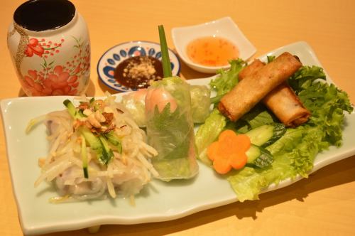 Assortment of 3 kinds of spring rolls
