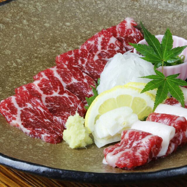 The menu is packed with dishes and delicacies unique to Kumamoto, including horse sashimi!