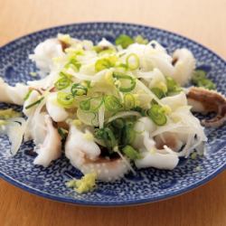 Squid with green onion and ginger