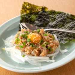 鯵のなめろうユッケ