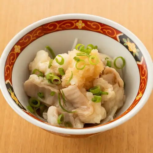 Beef offal with grated daikon radish and ponzu sauce