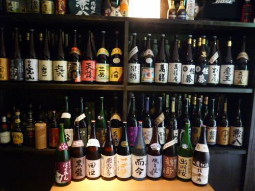 About 50 kinds of sake and shochu