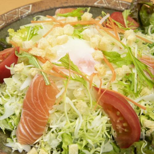 キャベツとサーモンのシーザーサラダ