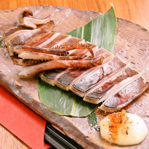 Straw-grilled flying squid