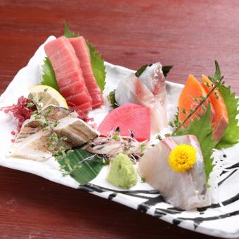 本鮪中とろ入り 刺身五種盛り