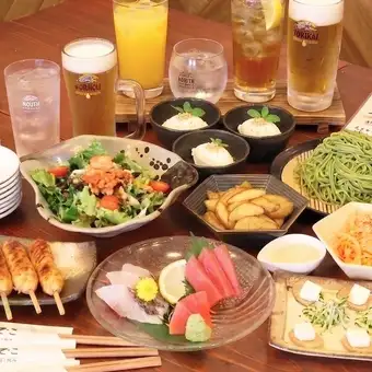 《飲み放題＋料理７品》　【税込3,980円コース】★ゆっくり２時間３０分