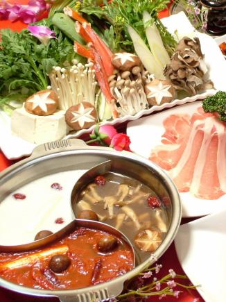 OK on the day! [Spicy and spicy hot pot course] 4,000 yen for 5 dishes including 2 hours of all-you-can-drink