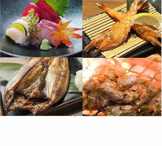 Luxurious seafood "Bamboo Course" 5 items, a hearty plate of Atka mackerel and shrimp, 10 charcoal-grilled thighs all for 4,000 yen ☆ All-you-can-drink included