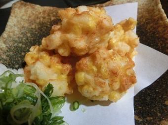 Scallop and corn tempura