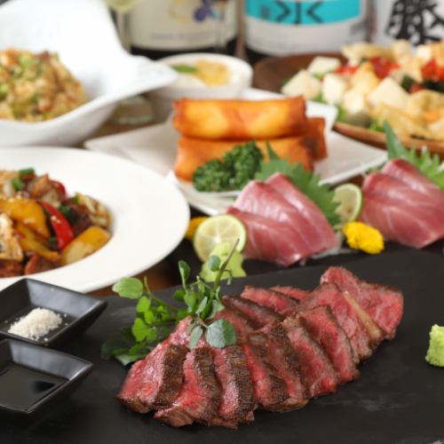 黒毛和牛ステーキの入った飲み放題付貸切コースもオススメ。
